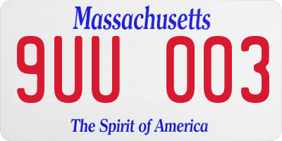 MA license plate 9UU003