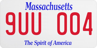 MA license plate 9UU004