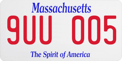 MA license plate 9UU005