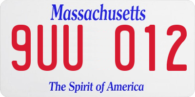 MA license plate 9UU012