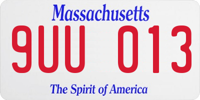 MA license plate 9UU013