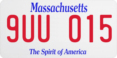 MA license plate 9UU015