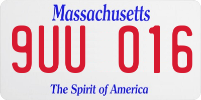 MA license plate 9UU016