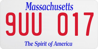 MA license plate 9UU017