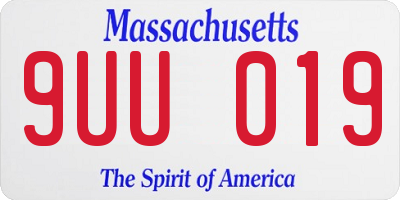 MA license plate 9UU019
