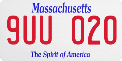 MA license plate 9UU020