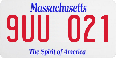 MA license plate 9UU021