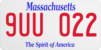 MA license plate 9UU022
