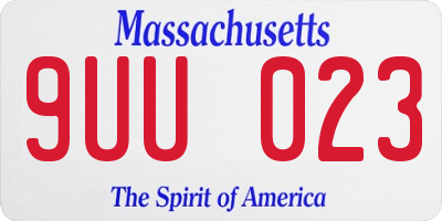 MA license plate 9UU023