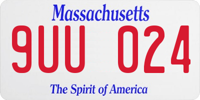 MA license plate 9UU024