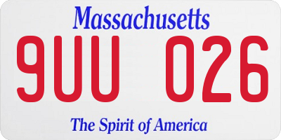 MA license plate 9UU026
