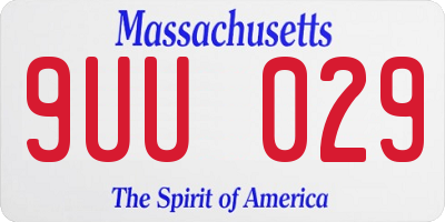 MA license plate 9UU029
