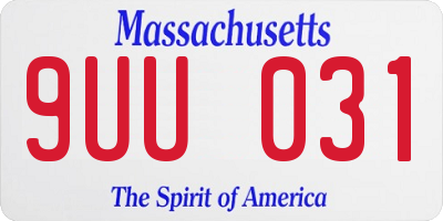 MA license plate 9UU031
