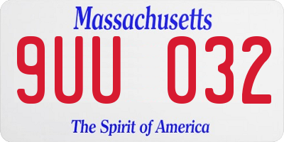 MA license plate 9UU032