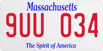 MA license plate 9UU034
