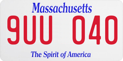 MA license plate 9UU040