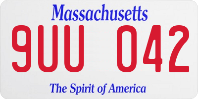 MA license plate 9UU042