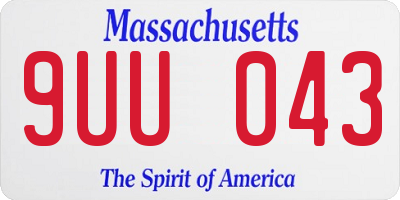 MA license plate 9UU043
