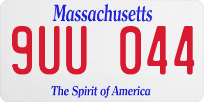 MA license plate 9UU044