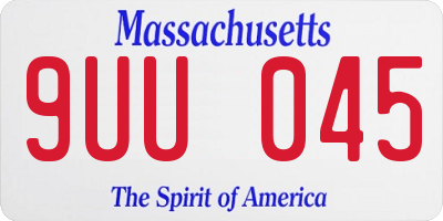 MA license plate 9UU045