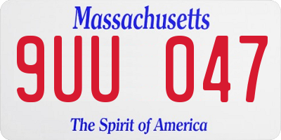 MA license plate 9UU047