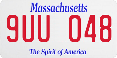 MA license plate 9UU048