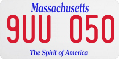 MA license plate 9UU050