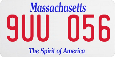MA license plate 9UU056
