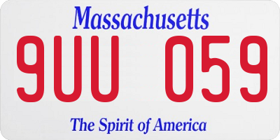 MA license plate 9UU059