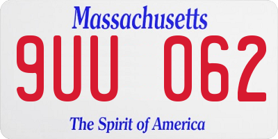 MA license plate 9UU062