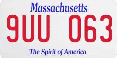 MA license plate 9UU063