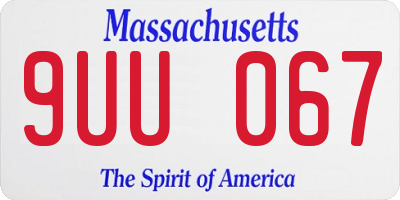 MA license plate 9UU067