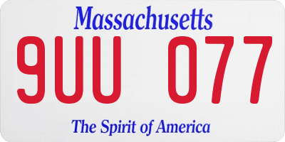 MA license plate 9UU077