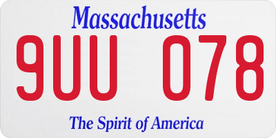 MA license plate 9UU078