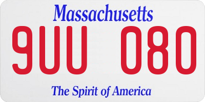 MA license plate 9UU080