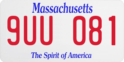 MA license plate 9UU081