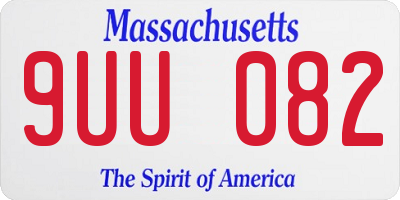MA license plate 9UU082