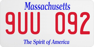 MA license plate 9UU092