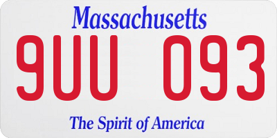 MA license plate 9UU093