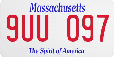 MA license plate 9UU097