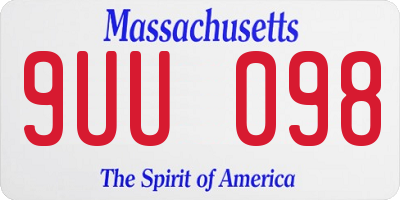 MA license plate 9UU098