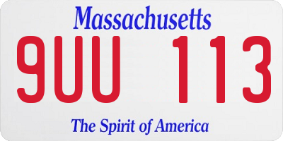 MA license plate 9UU113