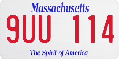 MA license plate 9UU114