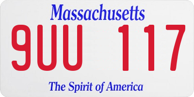 MA license plate 9UU117