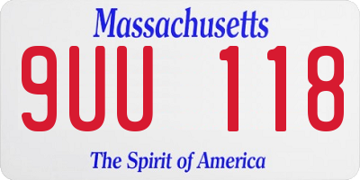 MA license plate 9UU118