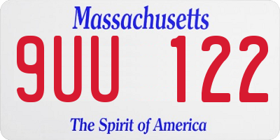 MA license plate 9UU122