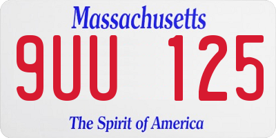 MA license plate 9UU125