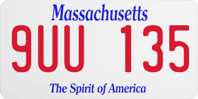 MA license plate 9UU135