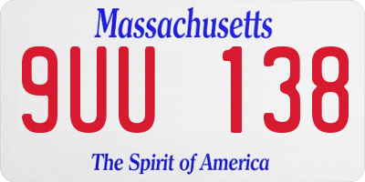 MA license plate 9UU138