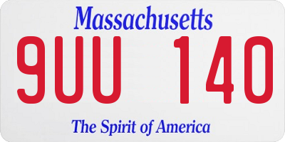 MA license plate 9UU140